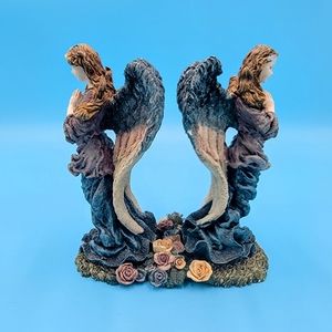 Praying Angel Figurine with Roses Double Angel Decor Religious Statue